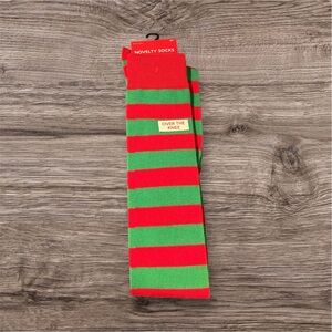Women’s Elf Christmas Knee High Socks - Red & Green Stripes NWT